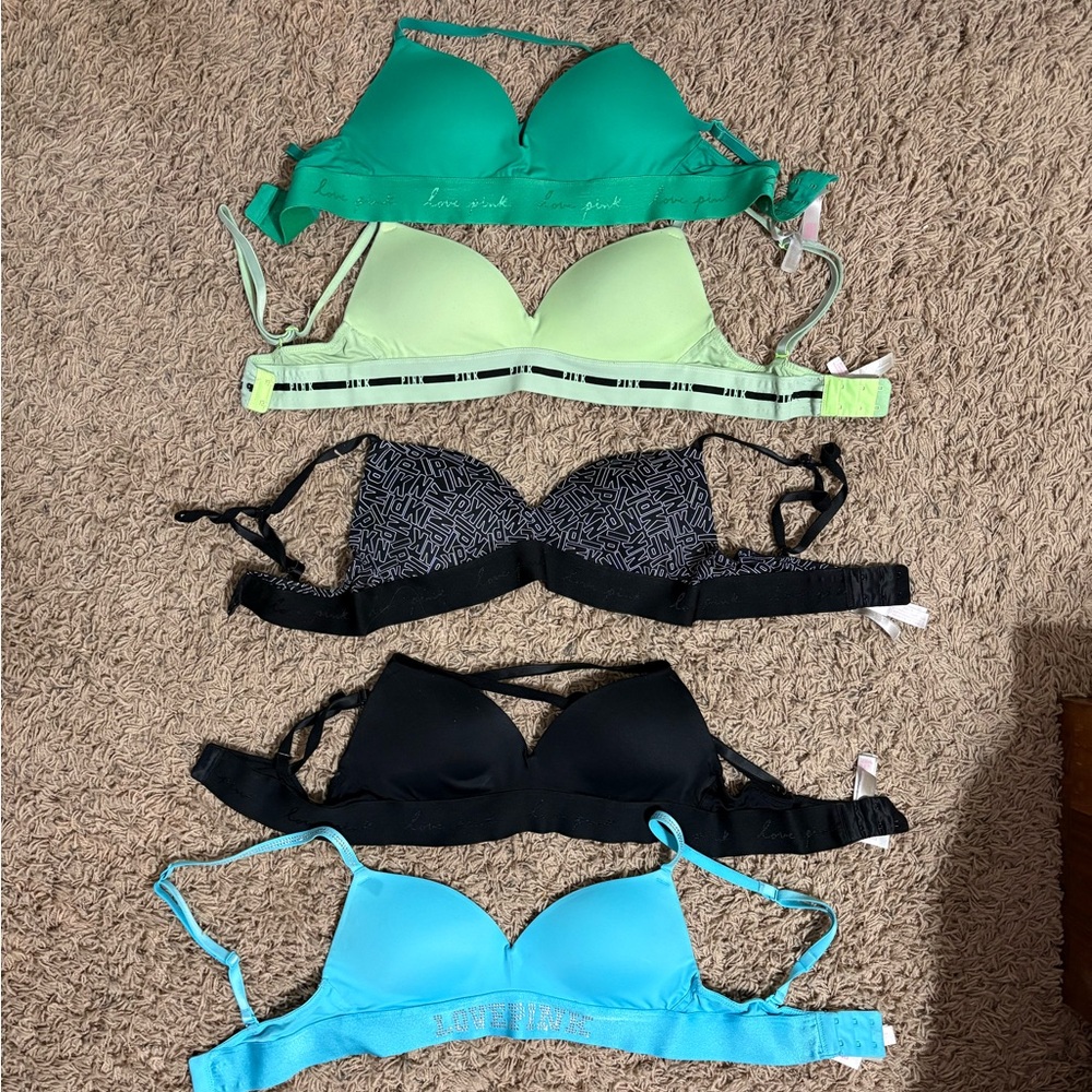 Set of 5 Colorful PINK Bras